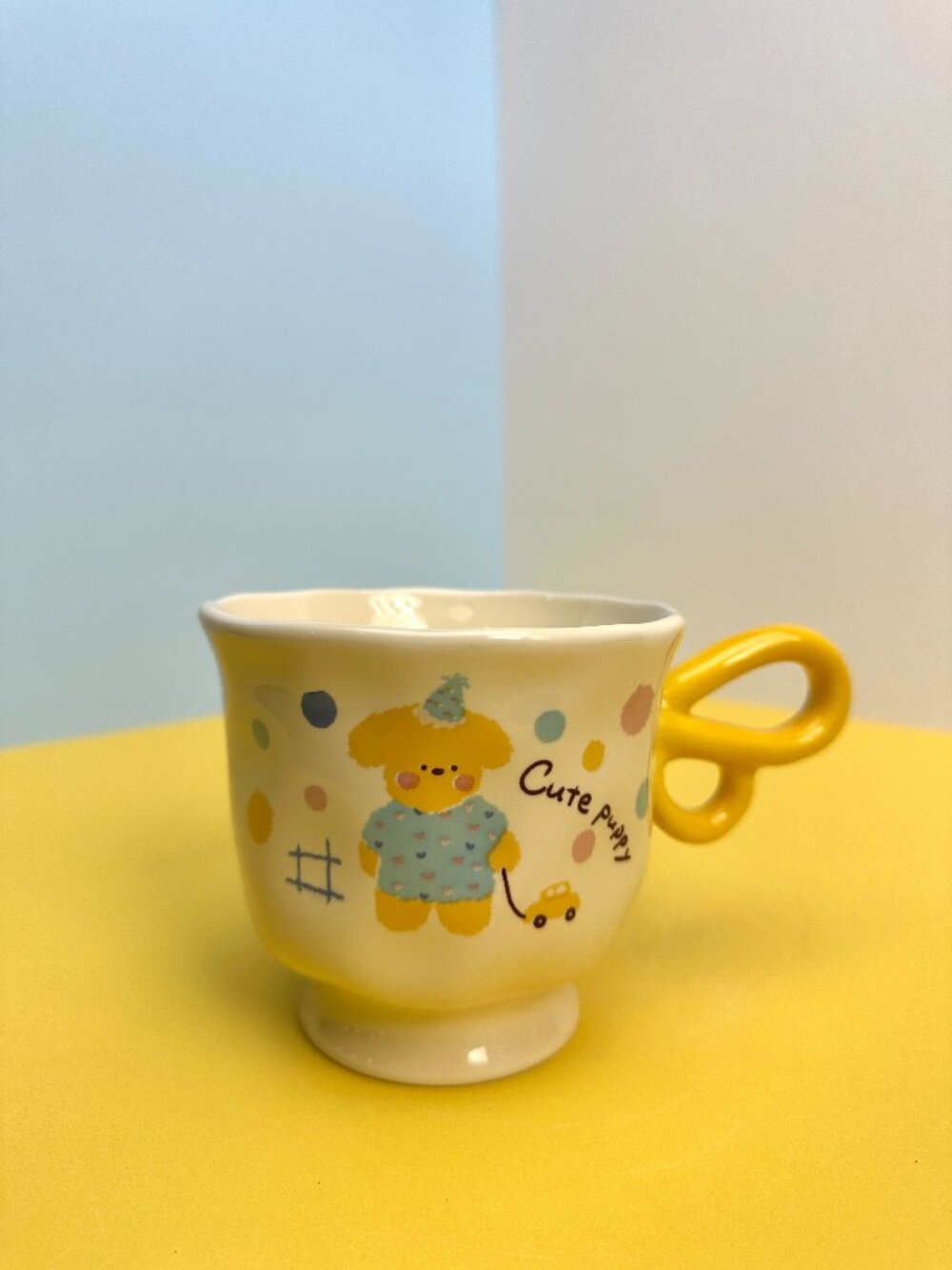 Cute Bear Bow Handle Mug Yellow – Brand New